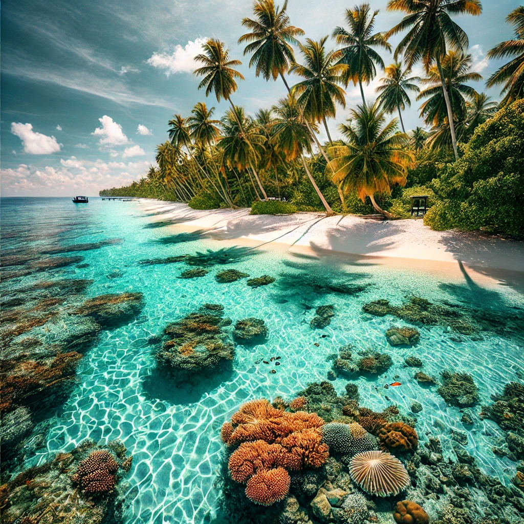 A beautiful view of Agatti Island, featuring clear crystal waters perfect for snorkeling