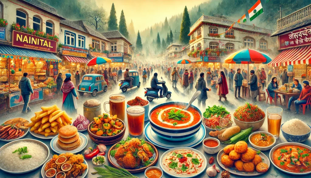 A vibrant scene of Nainital's food scene