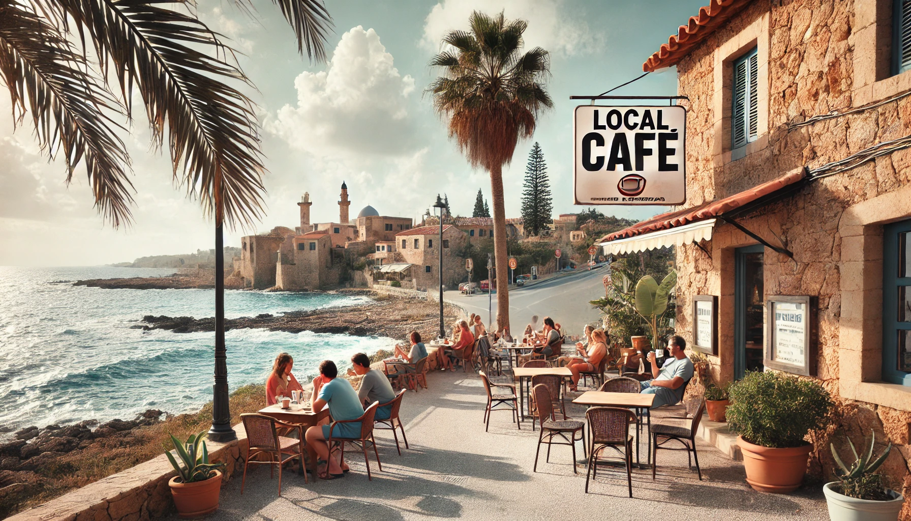 Local café by the seafront promenade in Barnīs