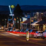 Scenic view of Old Town Cottonwood with mountains in the background