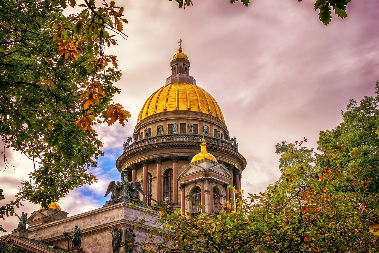 A sunset view of Saint Petersburg’s canals